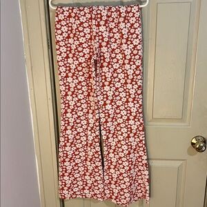 Burnt orange floral Wide-Leg Pants